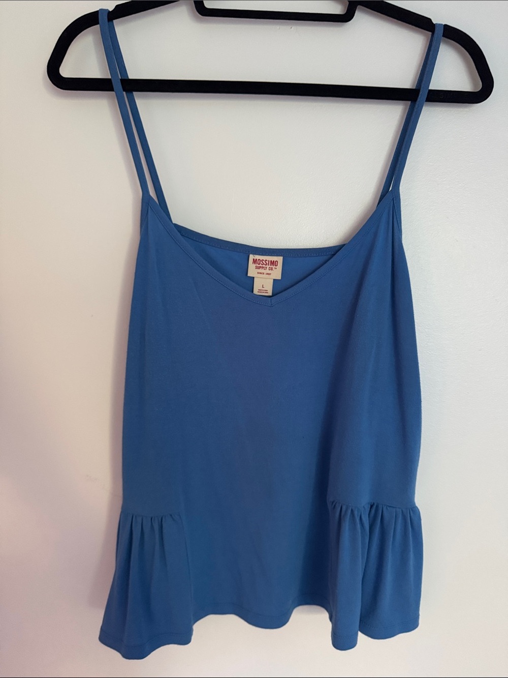Mossimo Supply Co. Blue V-Neck Tank Top with Subtle Stitch Detail
